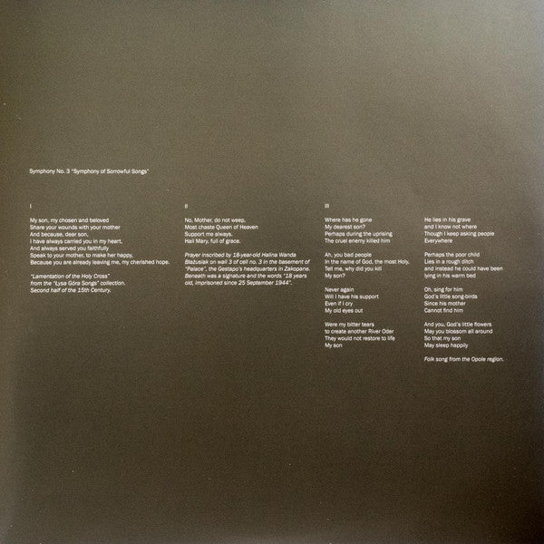 Symphony No. 3 (Symphony Of Sorrowful Songs) Op. 36 | Mint (M) Mint (M) Get Cheap Vinyl