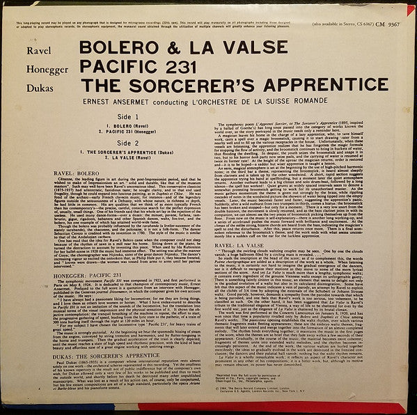 Bolero - La Valse / The Sorcerer's Apprentice / Pacific 231 | Mint (M) Mint (M) Get Cheap Vinyl