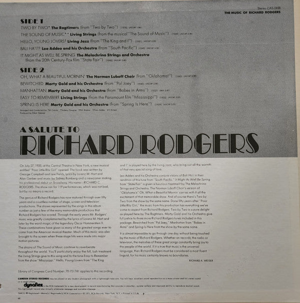 The Music Of Richard Rodgers | Mint (M) Near Mint (NM) Get Cheap Vinyl