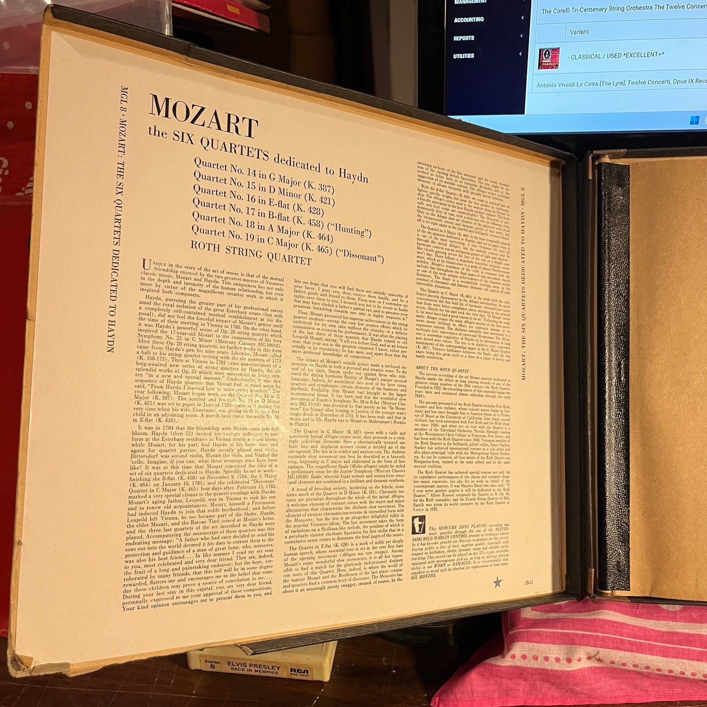 MOZART Six quartets dedicated to Haydn Roth String Quartet. Quartet No. 14 In G Major (K.387), Quartet No. 15 In D Minor (K.421) | Excellent (EX) Very Good Plus (VG+) Get Cheap Vinyl