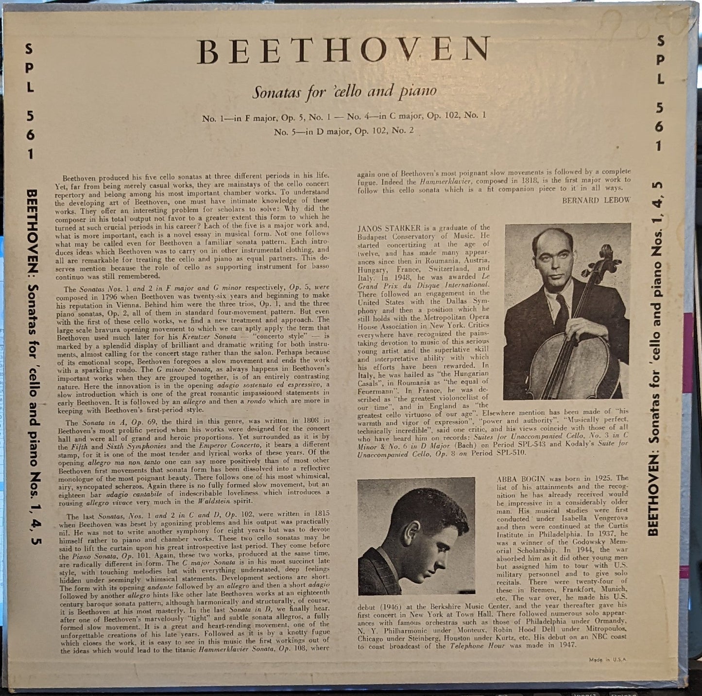 Cello Sonatas Volume 1 | Excellent (EX) Near Mint (NM) Get Cheap Vinyl