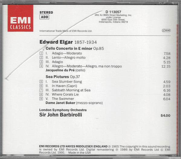 Cello Concerto • Sea Pictures (CD) | Excellent+ (EX+) Excellent (EX) Get Cheap Vinyl