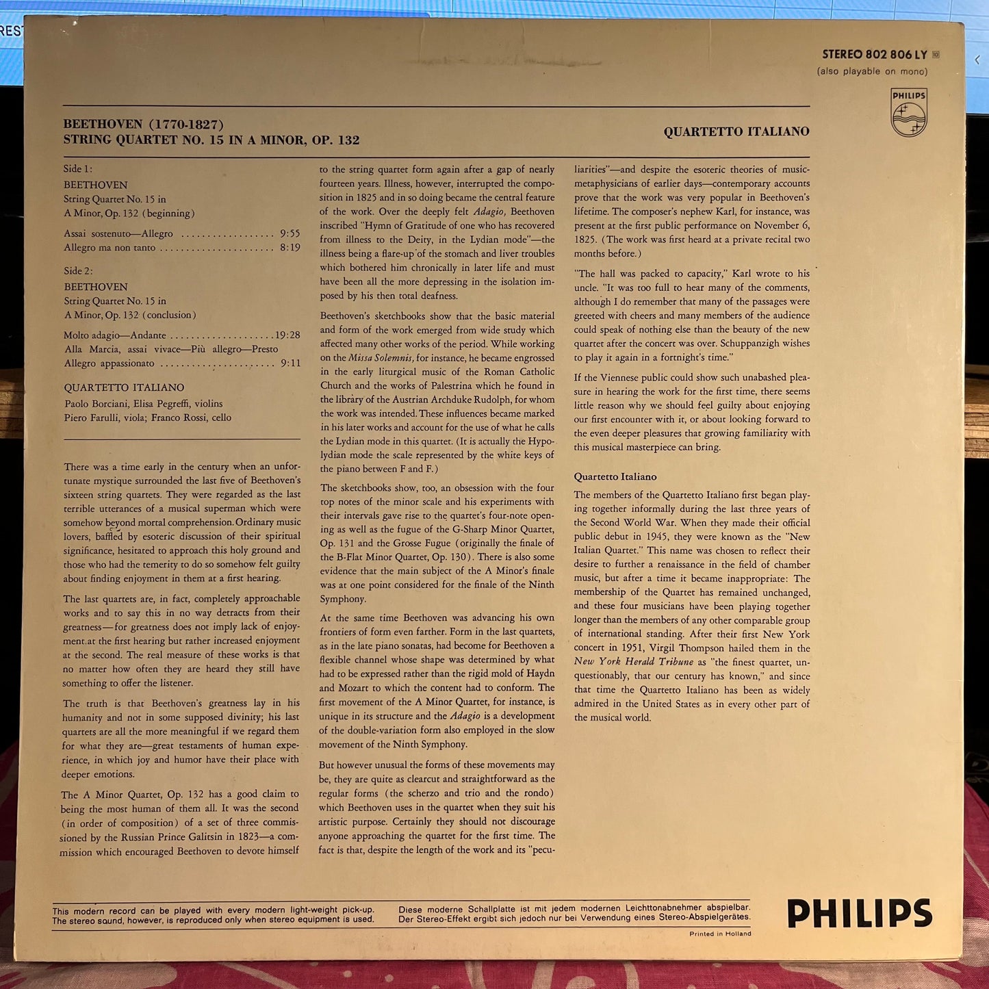 String Quartet In A Minor, Op. 132 *NETHERLANDS* | Excellent (EX) Near Mint (NM) Get Cheap Vinyl