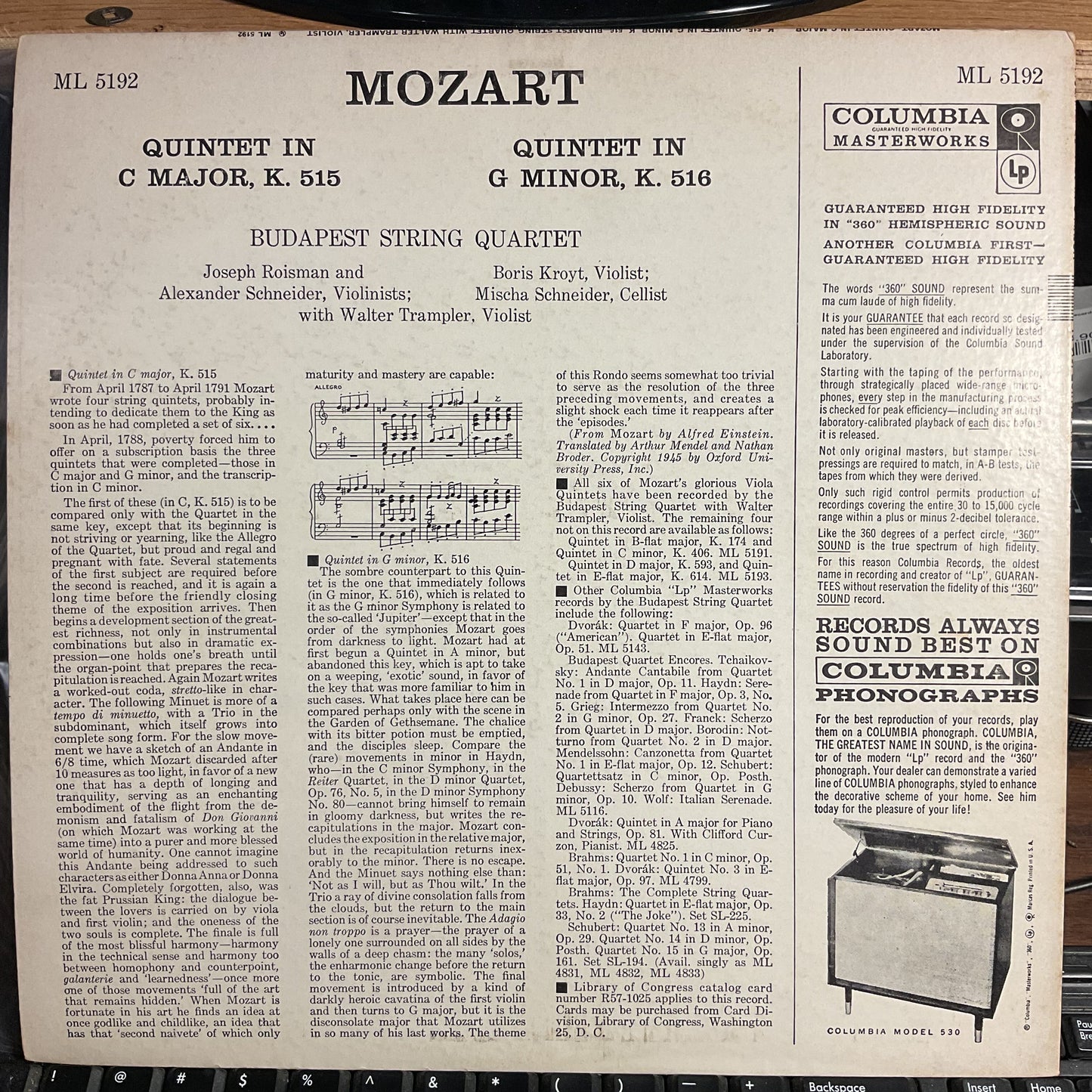 Quintet For Viola And Strings In C Major, K. 515 (VINYL) | Excellent+ (EX+) Near Mint (NM) Get Cheap Vinyl