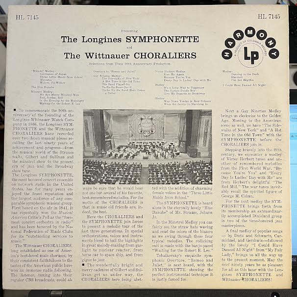 The Longines Symphonette And The Wittnauer Choraliers Selections (VINYL) | Excellent+ (EX+) Near Mint (NM or M-) Get Cheap Vinyl
