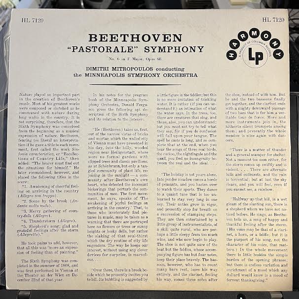"Pastorale" Symphony No. 6 In F Major Opus 68 (VINYL) | Excellent+ (EX+) Near Mint (NM or M-) Get Cheap Vinyl