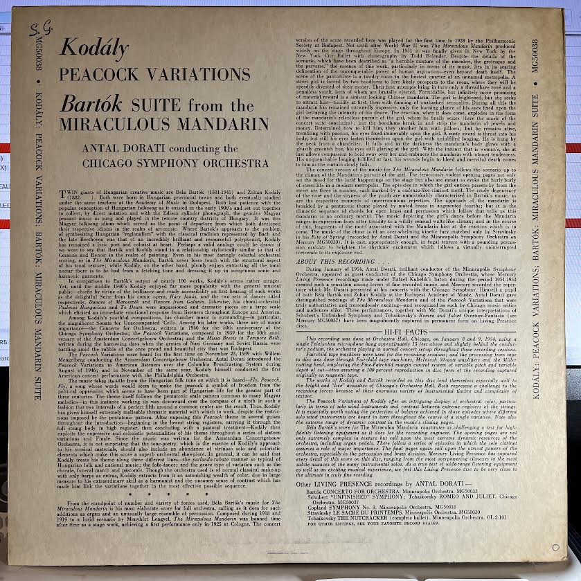 Peacock Variations / Suite From The Miraculous Mandarin | Excellent+ (EX+) Near Mint (NM) Get Cheap Vinyl