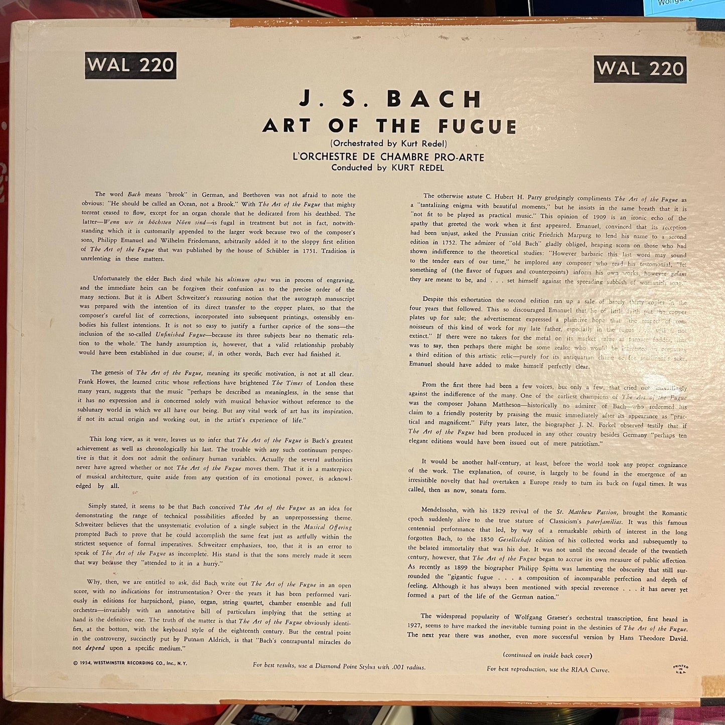 The Art Of The Fugue | Excellent (EX) Near Mint (NM) Get Cheap Vinyl