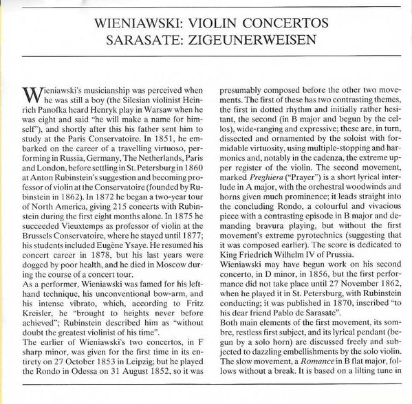 Violin Concertos Nos. 1 & 2, Zigeunerweisen (CD) | Near Mint (NM) Near Mint (NM) Get Cheap Vinyl