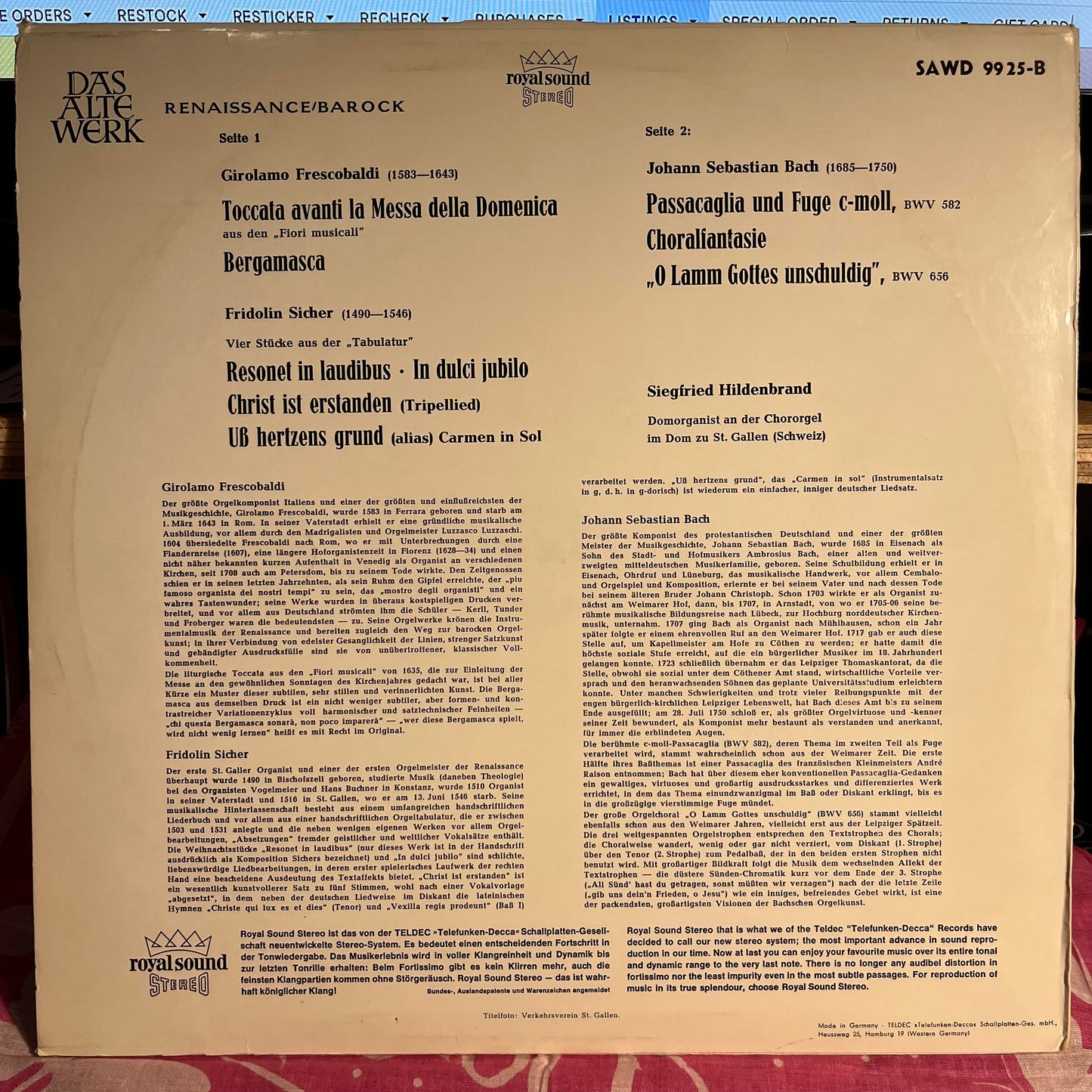 Die Alte Orgel Im Dom Zu St. Gallen/Schweiz | Near Mint (NM) Near Mint (NM) Get Cheap Vinyl