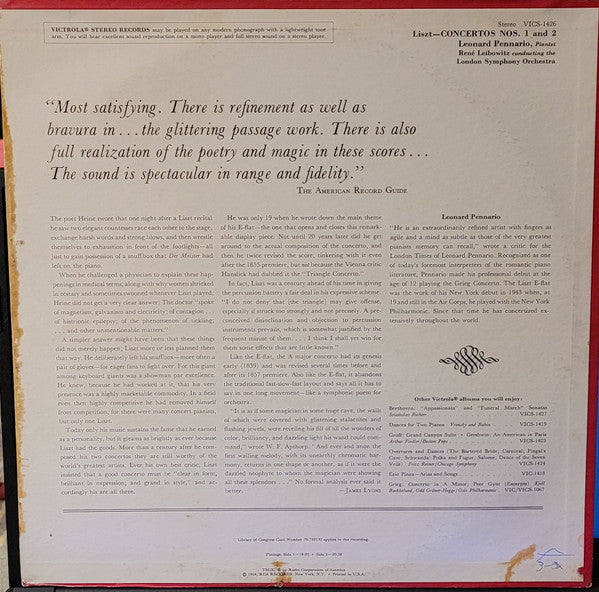 Piano Concertos Nos.1 & 2 | Near Mint (NM) Near Mint (NM) Get Cheap Vinyl