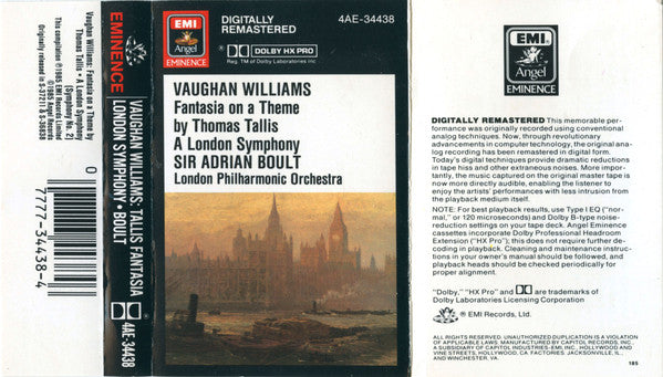 Fantasia On A Theme By Thomas Tallis • A London Symphony (Symphony No. 2) (CASS) | Near Mint (NM) Near Mint (NM) Get Cheap Vinyl