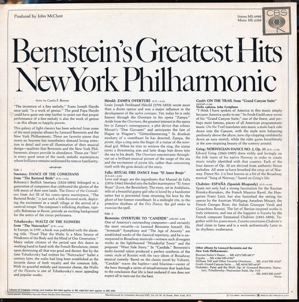 Bernstein's Greatest *360 SOUND* Hits New York Philharmonic | Near Mint (NM) Very Good Plus (VG+) Get Cheap Vinyl