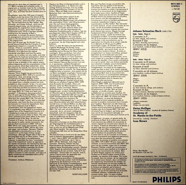 3 Oboe Concertos / 3 Oboenkonzerte (BWV 1053, 1055, 1059) | Near Mint (NM) Near Mint (NM) Get Cheap Vinyl