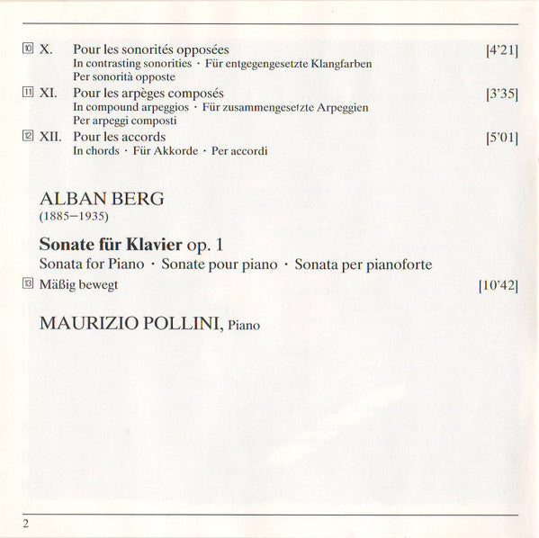 Debussy: 12 Etudes / Berg: Sonate Op. 1 (CD) | Near Mint (NM) Near Mint (NM or M-) Get Cheap Vinyl