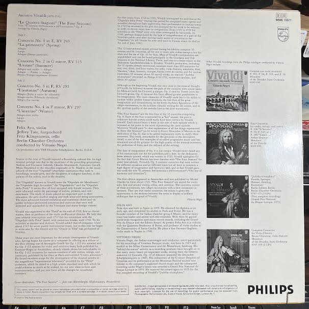 Die Vier Jahreszeiten = Le Quattro Stagioni (VINYL) | Near Mint (NM or M-) Excellent (EX) Get Cheap Vinyl