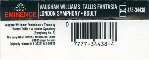 Fantasia On A Theme By Thomas Tallis • A London Symphony (Symphony No. 2) (CASS) | Near Mint (NM) Near Mint (NM) Get Cheap Vinyl