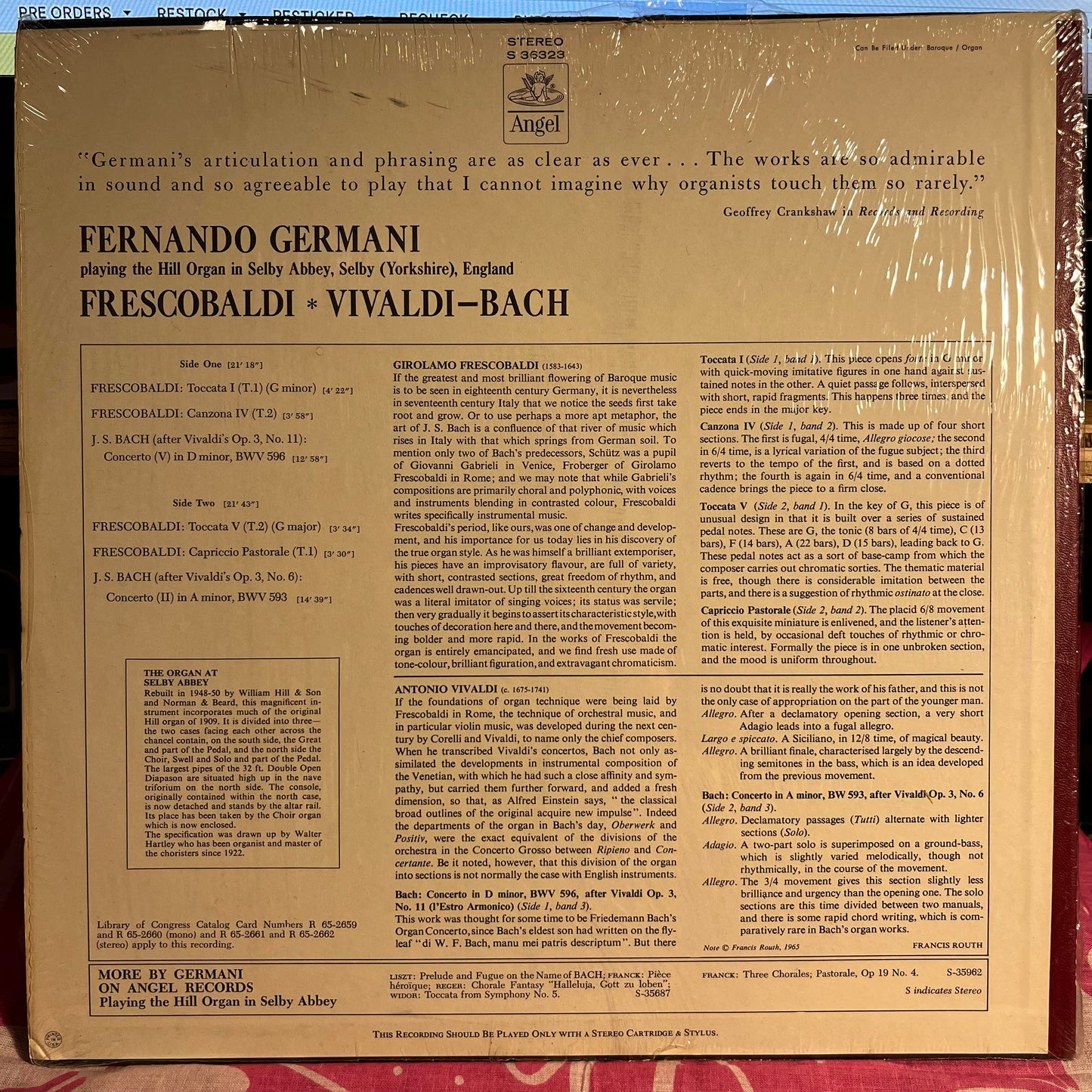 Organ Recital At Selby Abbey, Yorkshire [No.3] *SHRINK* | Near Mint (NM) Near Mint (NM) Get Cheap Vinyl