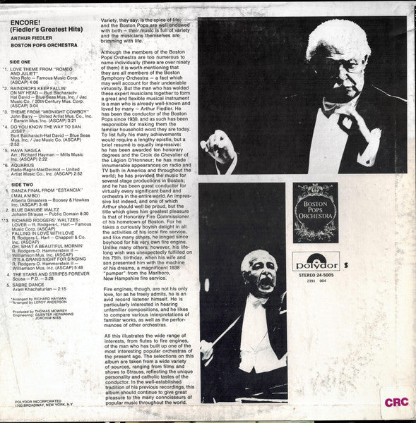 Encore (Fiedler's Greatest Hits) | Near Mint (NM) Excellent (EX) Get Cheap Vinyl
