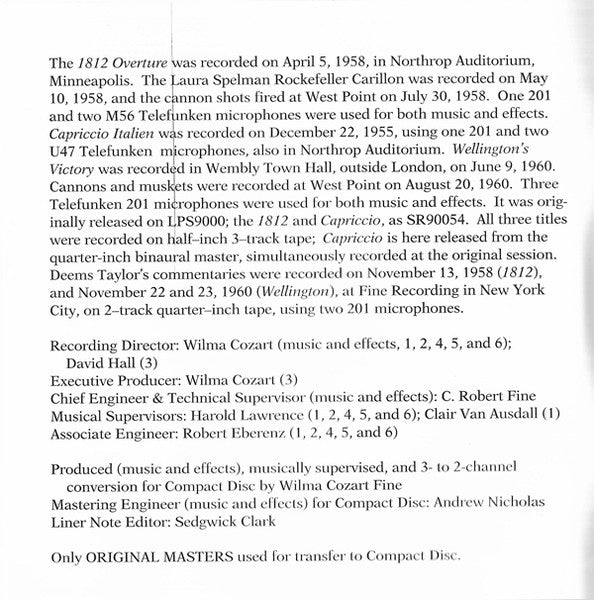 1812 Festival Overture, Op. 49 - Capriccio Italien - Wellington's Victory (CD) | Near Mint (NM) Near Mint (NM) Get Cheap Vinyl