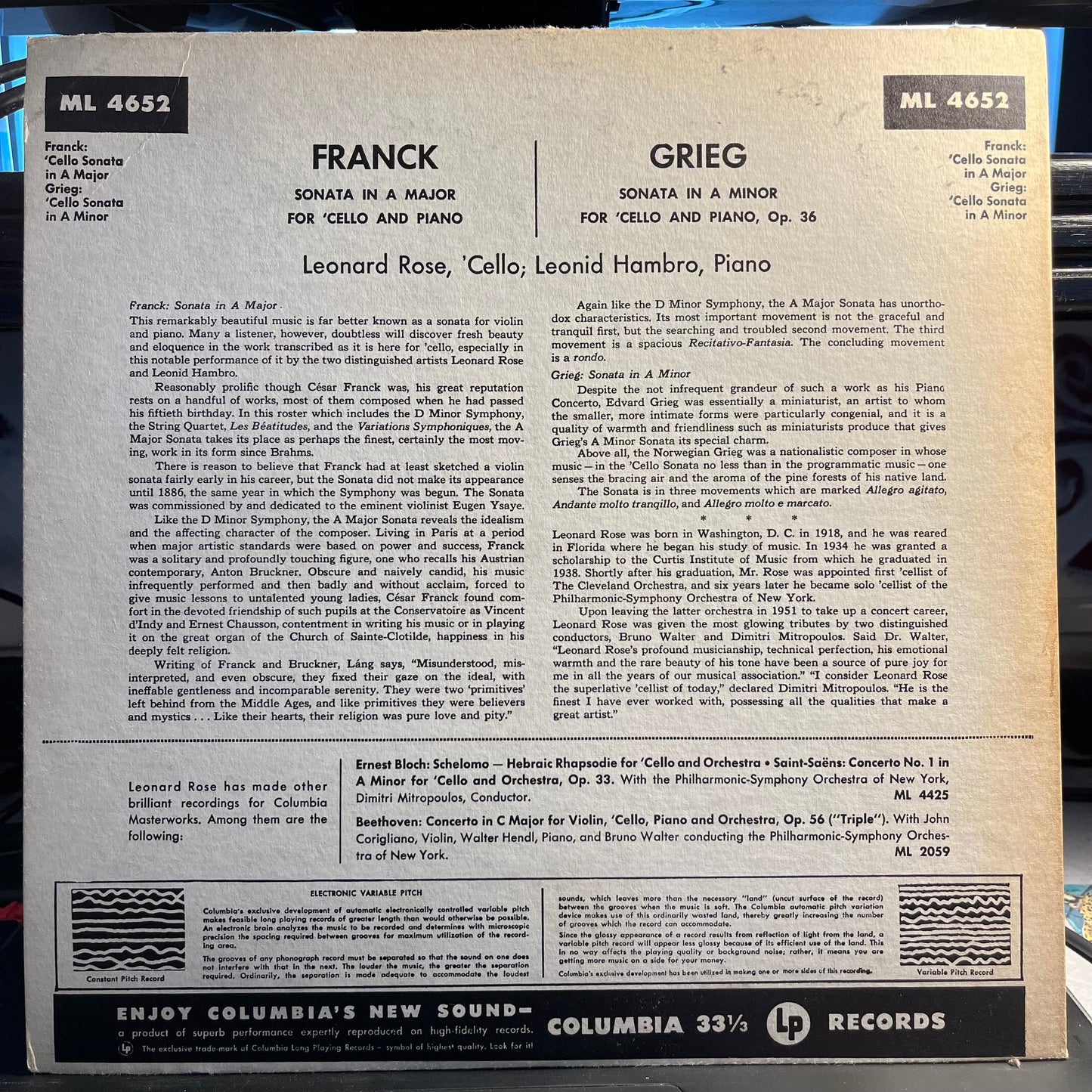 Franck: Sonata In A Major / Grieg: Sonata In A Minor | Near Mint (NM) Excellent (EX) Get Cheap Vinyl