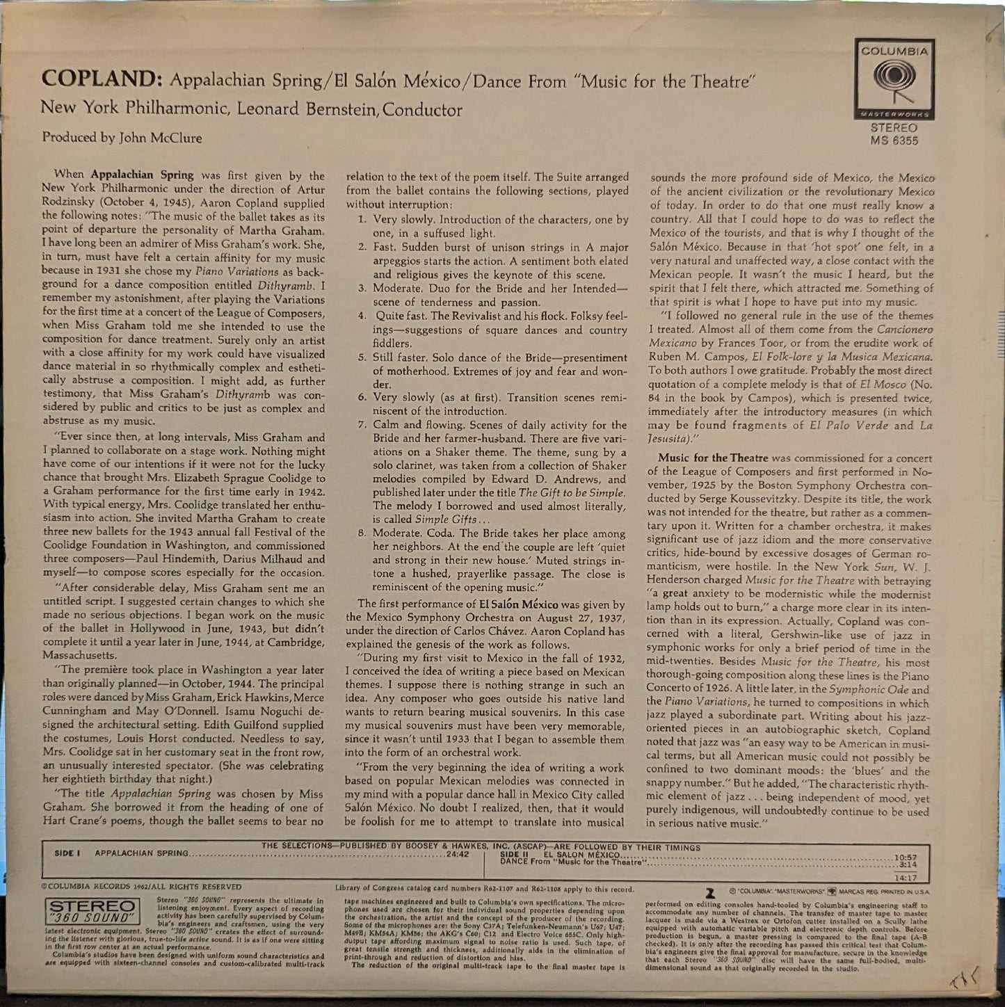 El Salón México / Appalachian Spring / Dance From "Music For The Theatre" *STEREO* | Near Mint (NM) Near Mint (NM) Get Cheap Vinyl