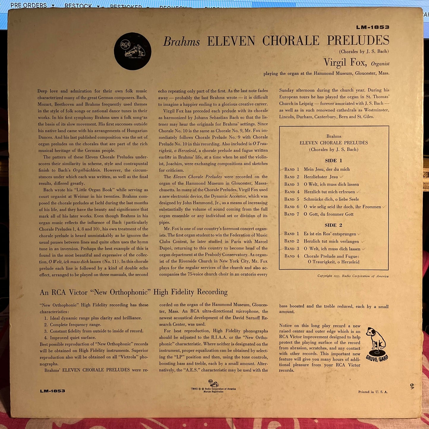 Eleven Chorale Preludes (Complete) | Very Good Plus (VG+) Very Good Plus (VG+) Get Cheap Vinyl