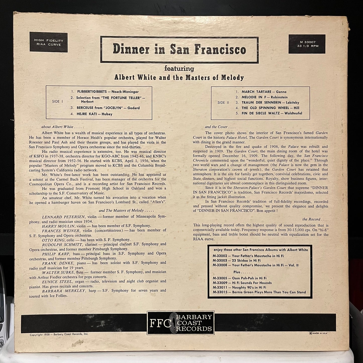 Dinner In San Francisco | Very Good (VG) Very Good Plus (VG+) Get Cheap Vinyl