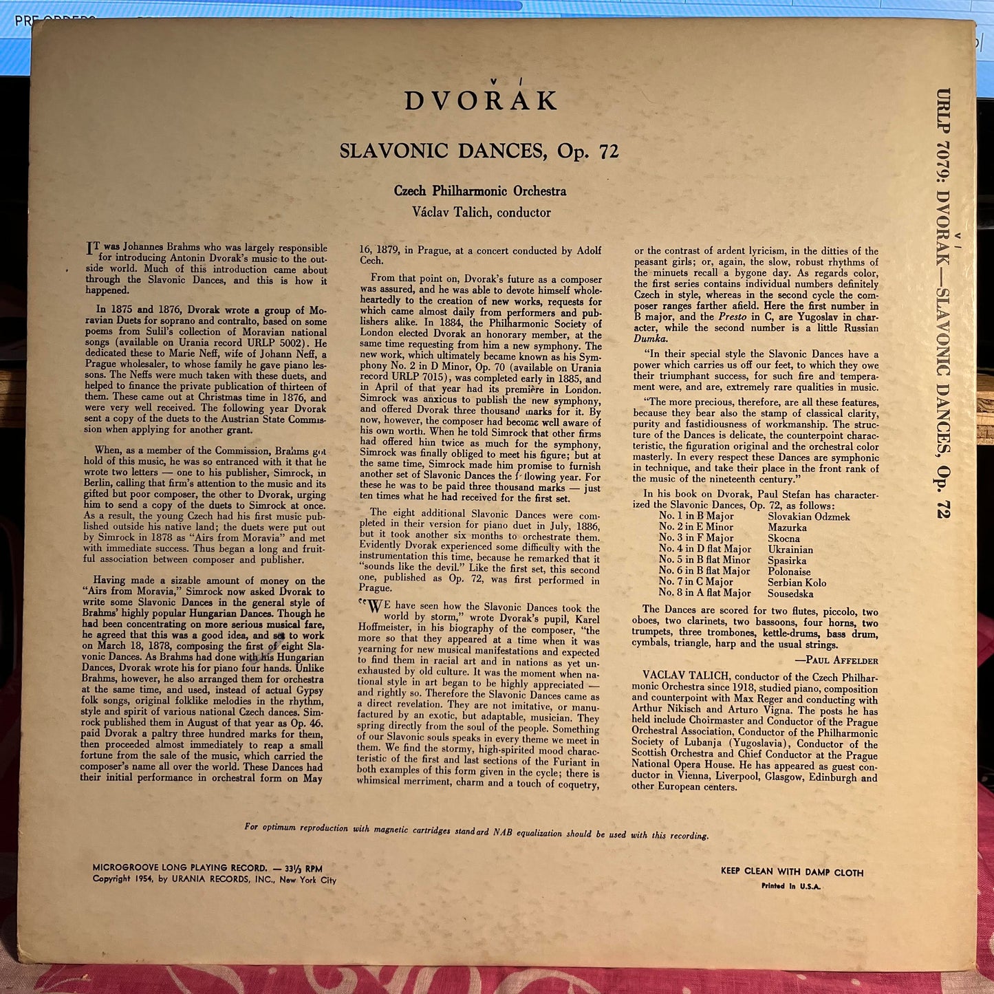 Slavonic Dances Opus 72 (Complete) | Very Good (VG) Excellent (EX) Get Cheap Vinyl
