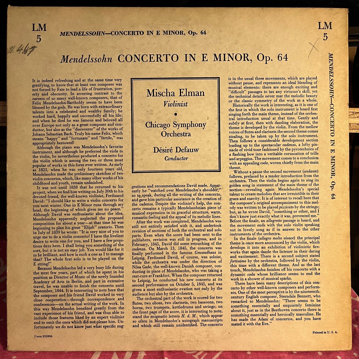 Concerto In E Minor Op. 64 10" | Very Good (VG) Very Good Plus (VG+) Get Cheap Vinyl