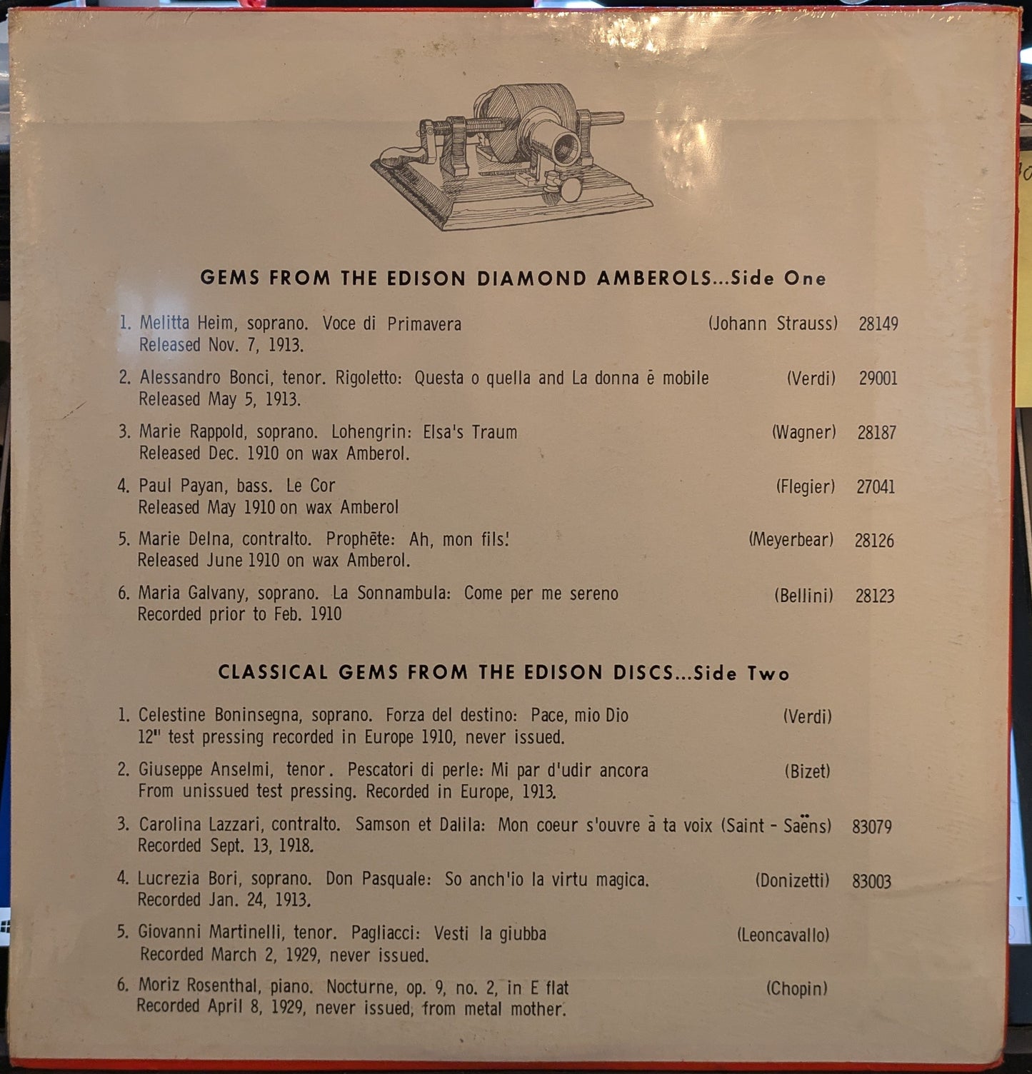 An Edison Memorabilia Of Musical Performances Volume One (VINYL) | Mint (M) Mint (M) Get Cheap Vinyl