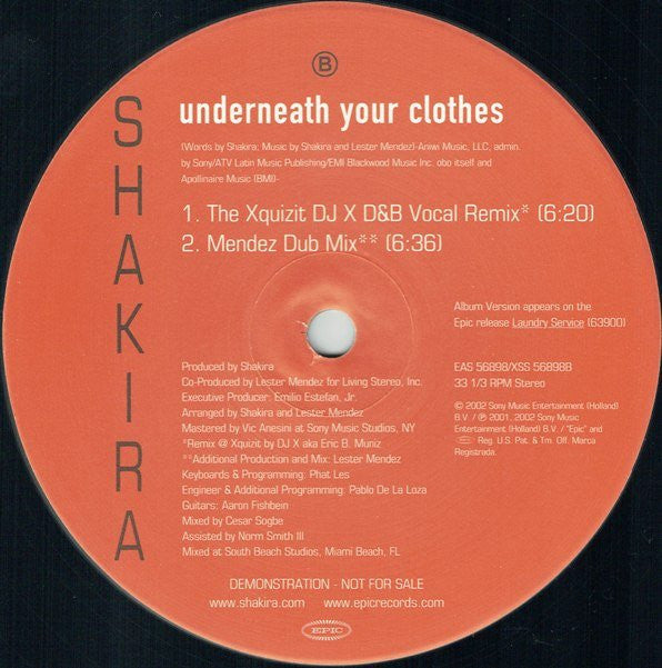 Underneath Your Clothes (Lester Mendez & DJ X Remixes) | Near Mint (NM) Get Cheap Vinyl
