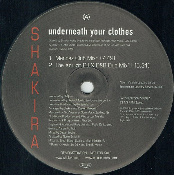 Underneath Your Clothes (Lester Mendez & DJ X Remixes) | Near Mint (NM) Get Cheap Vinyl