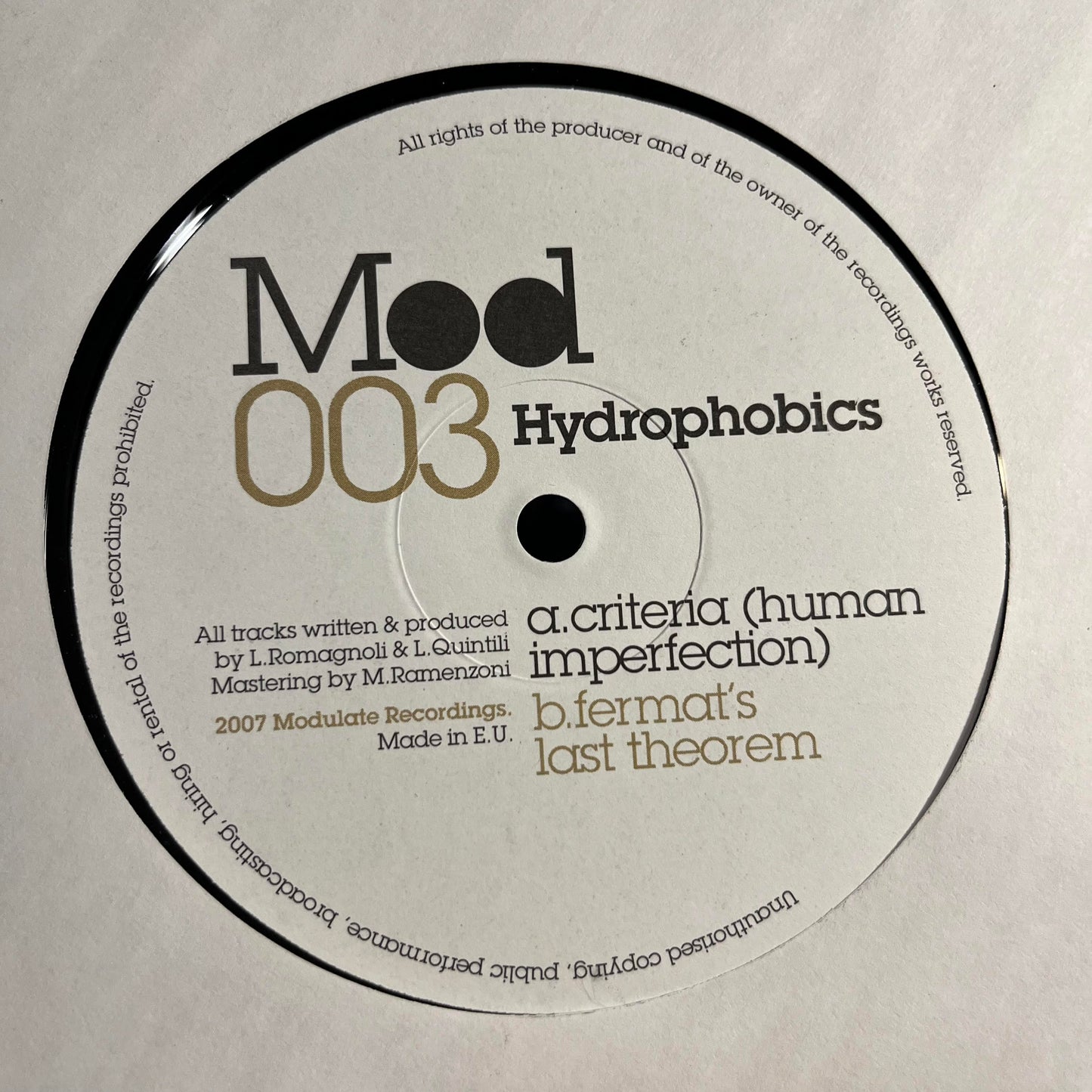 Criteria (Human Imperfection) / Fermat's Last Theorem | Near Mint (NM) Generic Get Cheap Vinyl