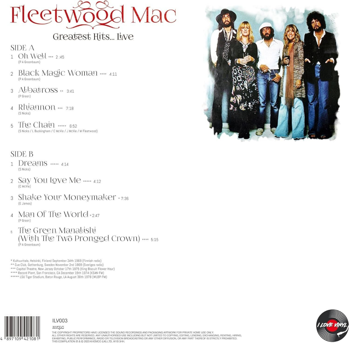 Greatest Hits... Live: The Record Plant 1974 [Import](2xVINYL) | Mint (M) Mint (M) Get Cheap Vinyl