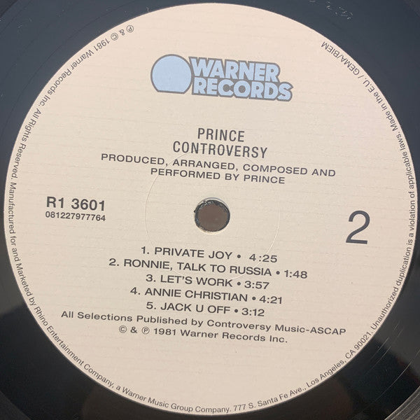 Controversy (OPENED-NEW)(VINYL) | Mint (M) Mint (M) Get Cheap Vinyl