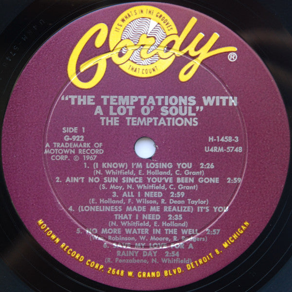 The Temptations With A Lot O' Soul | Excellent (EX) Very Good Plus (VG+) Get Cheap Vinyl