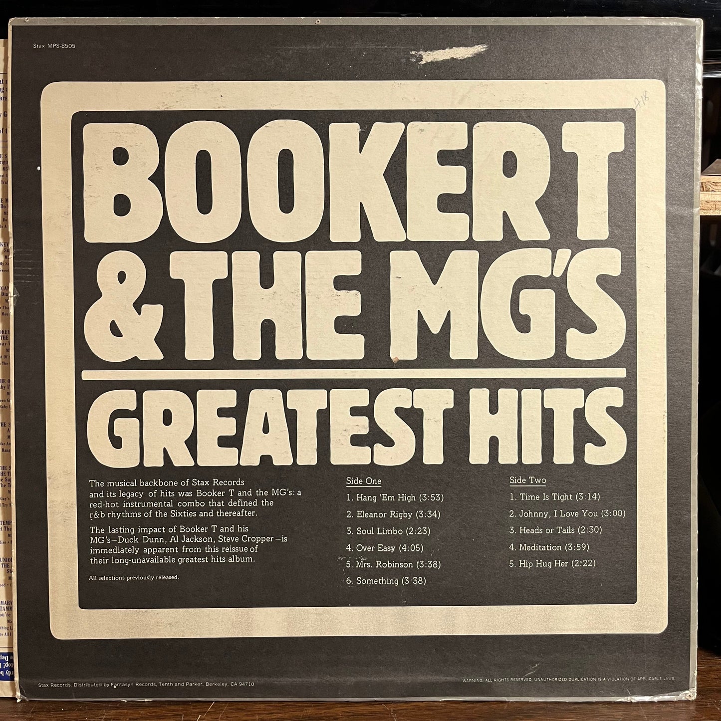 Booker T. & The M.G.'s Greatest Hits (VINYL) | Excellent (EX) Excellent (EX) Get Cheap Vinyl