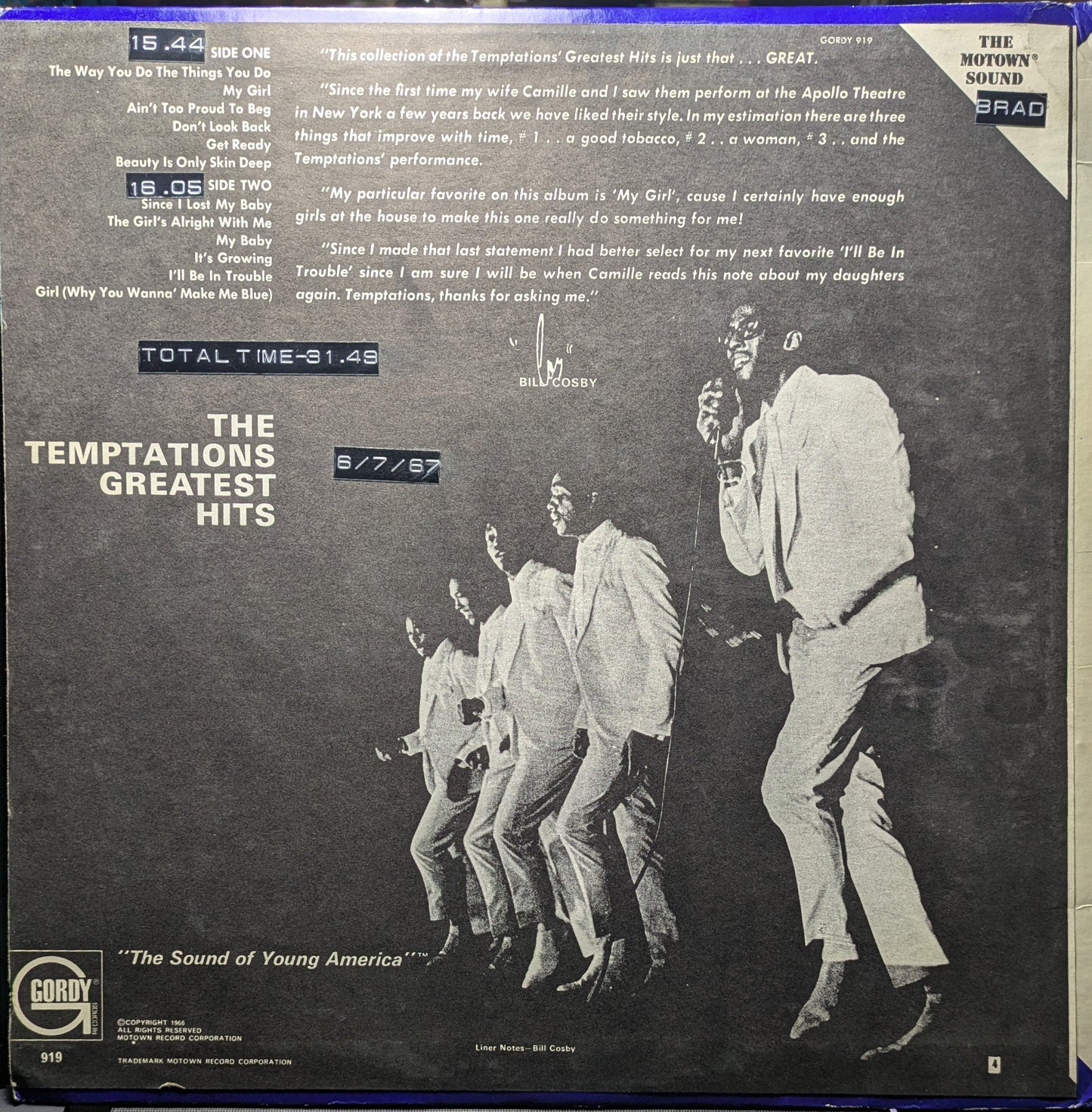The Temptations Greatest Hits (VINYL) | Excellent (EX) Very Good Plus (VG+) Get Cheap Vinyl