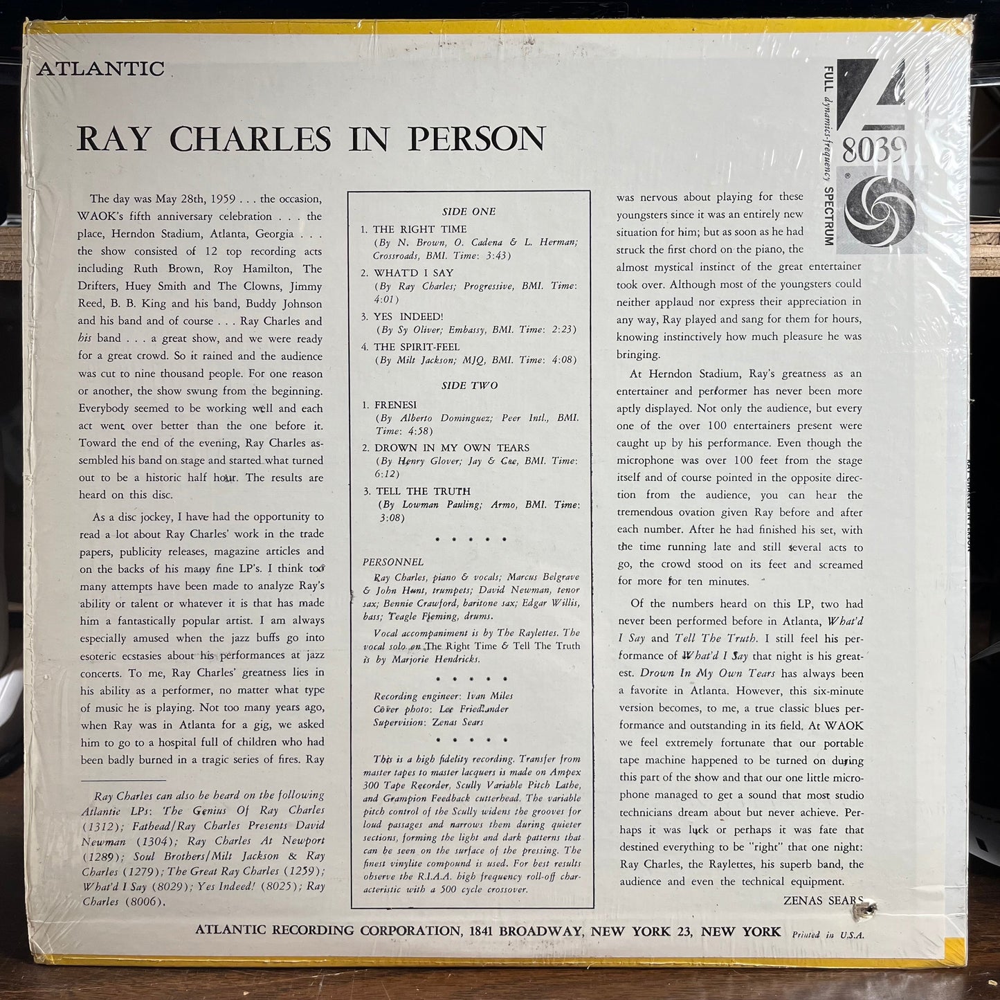 Ray Charles In Person (VINYL) | Near Mint- (NM-) Near Mint- (NM-) Get Cheap Vinyl