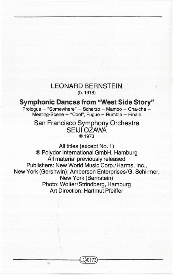 Rhapsody In Blue · West Side Story: Symphonic Dances | Near Mint (NM) Near Mint (NM) Get Cheap Vinyl