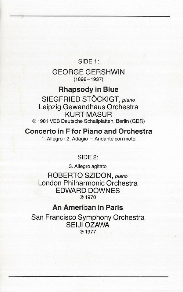 Rhapsody In Blue · West Side Story: Symphonic Dances | Near Mint (NM) Near Mint (NM) Get Cheap Vinyl