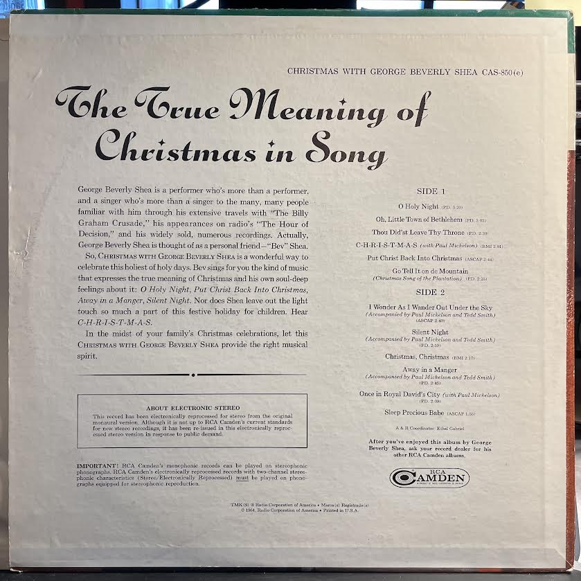 Christmas With George Beverly Shea | Near Mint (NM) Near Mint (NM) Get Cheap Vinyl