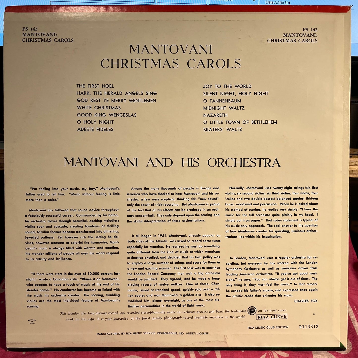 Christmas Carols *CLUB* | Near Mint (NM) Very Good Plus (VG+) Get Cheap Vinyl