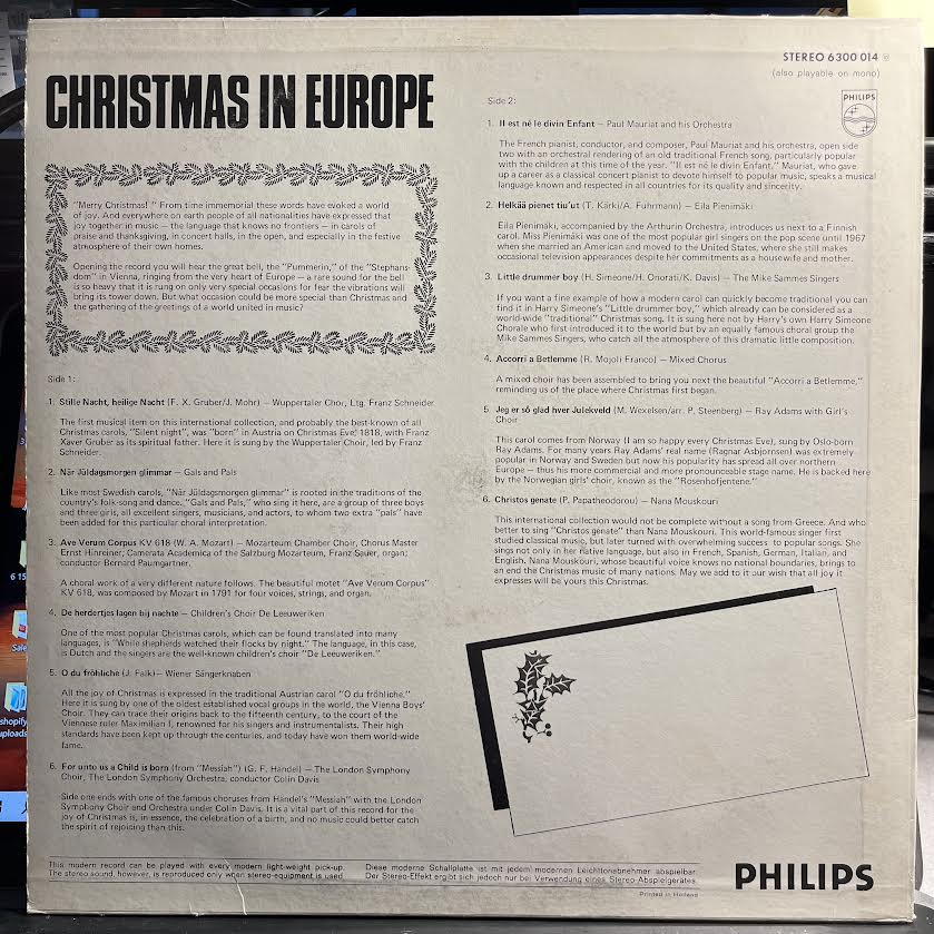 Christmas In Europe | Very Good Plus (VG+) Excellent+ (EX+) Get Cheap Vinyl