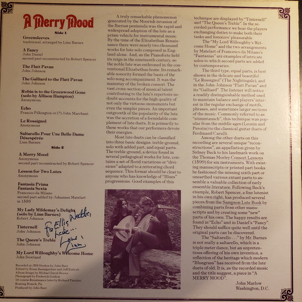 A Merry Mood: Renaissance Music for Two Lutes | Near Mint (NM) Near Mint (NM) Get Cheap Vinyl