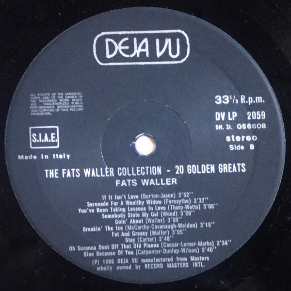 The Fats Waller Collection - 20 Golden Greats *ITALIAN PRESS* | Excellent (EX) Very Good Plus (VG+) Get Cheap Vinyl
