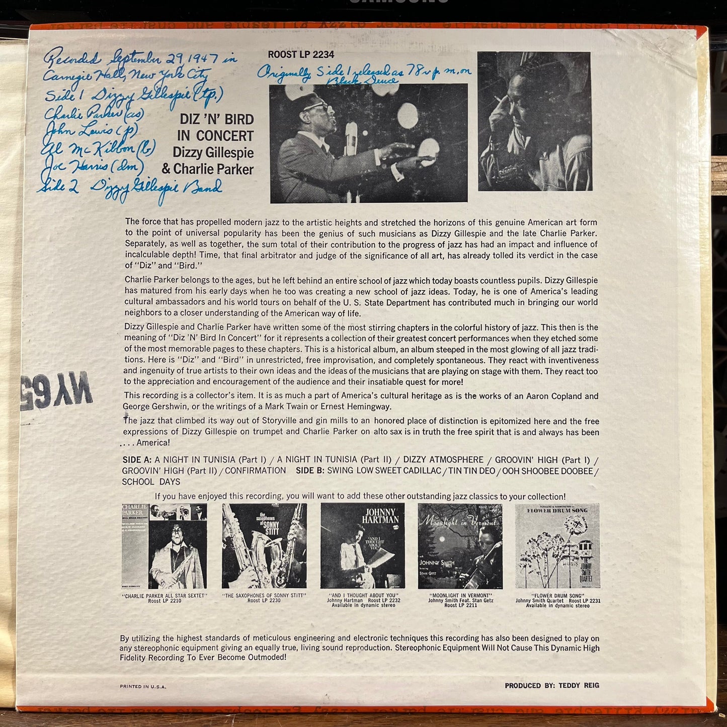 Diz 'N' Bird In Concert (VINYL) | Excellent+ (EX+) Near Mint- (NM-) Get Cheap Vinyl