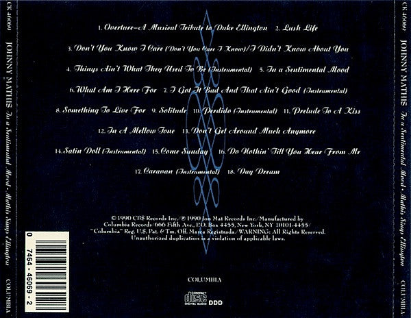 In A Sentimental Mood: Mathis Sings Ellington (CD) | Excellent (EX) Excellent+ (EX+) Get Cheap Vinyl