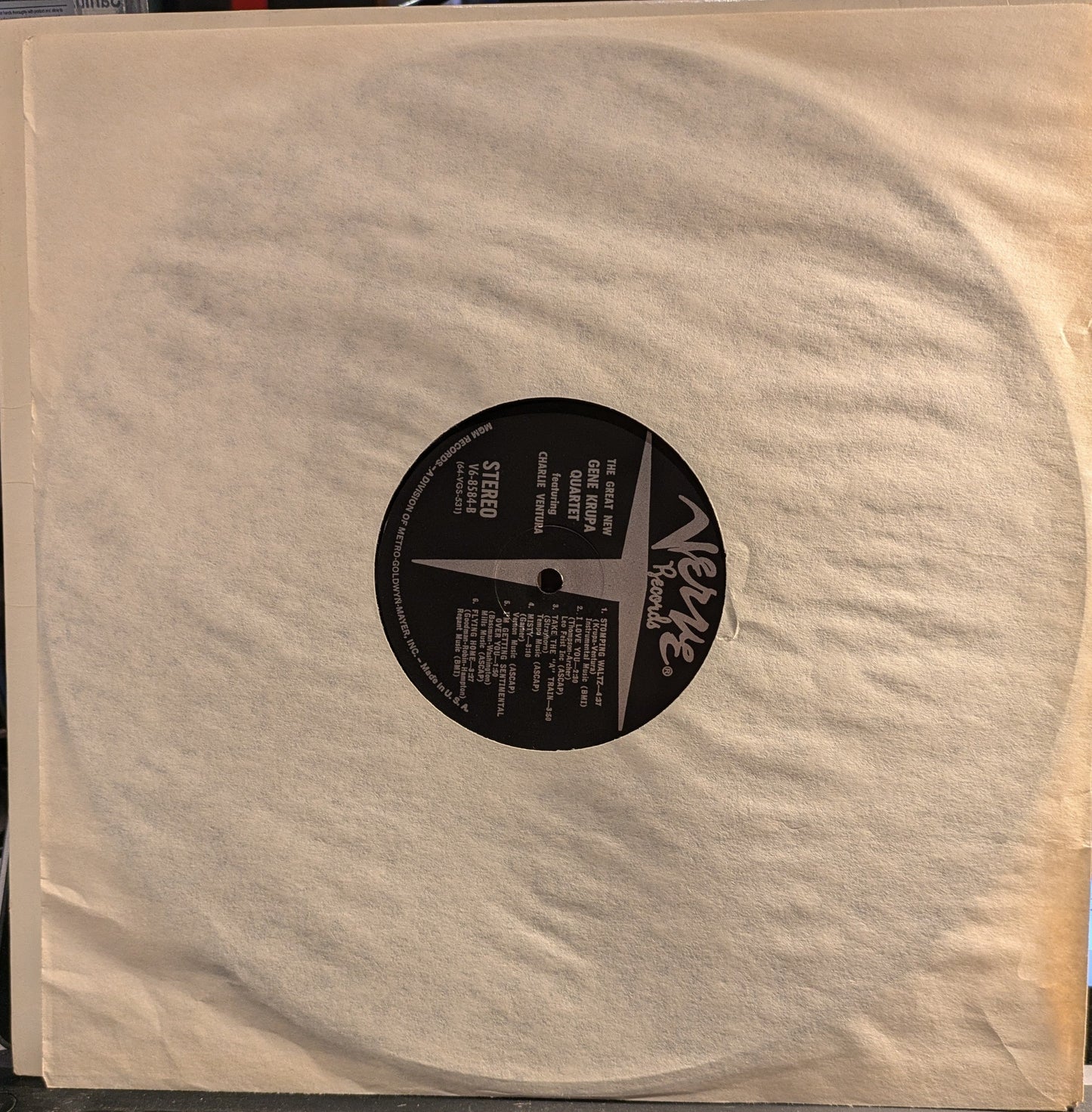The Great New Gene Krupa Quartet Featuring Charlie Ventura | Excellent (EX) Excellent (EX) Get Cheap Vinyl